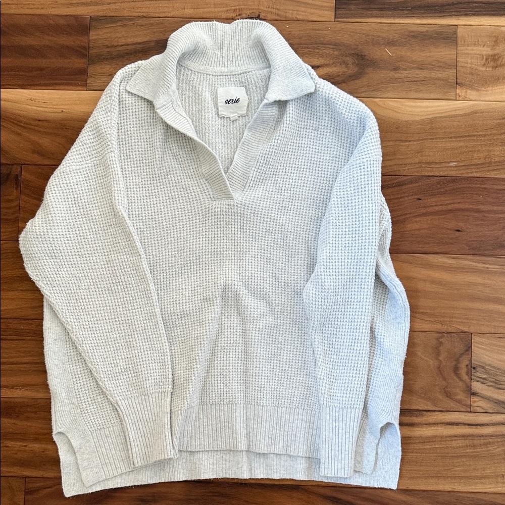 Aerie Women's Light Gray Cowl Neck Sweater